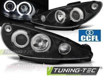 Передние фары black angel eyes CCFL для Peugeot 206