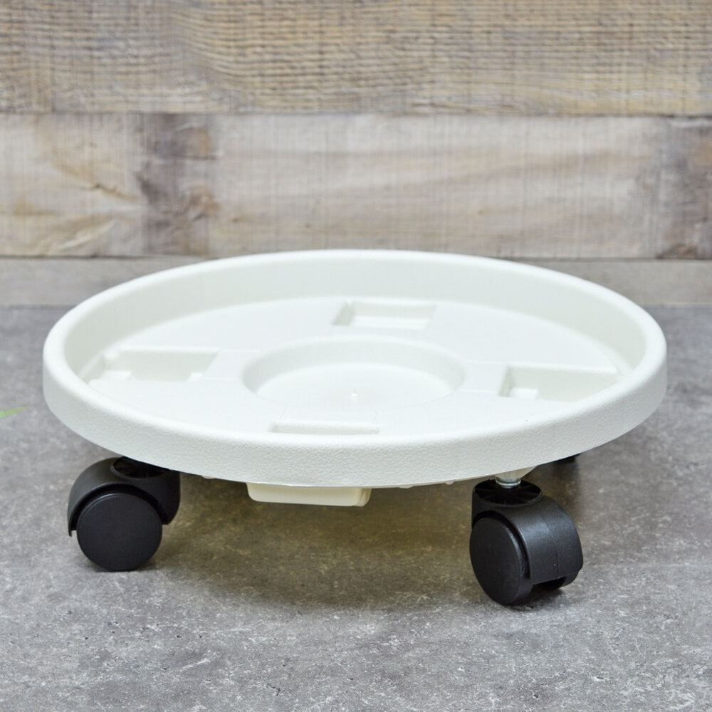 Подставка для цветов на колесах 32см белая