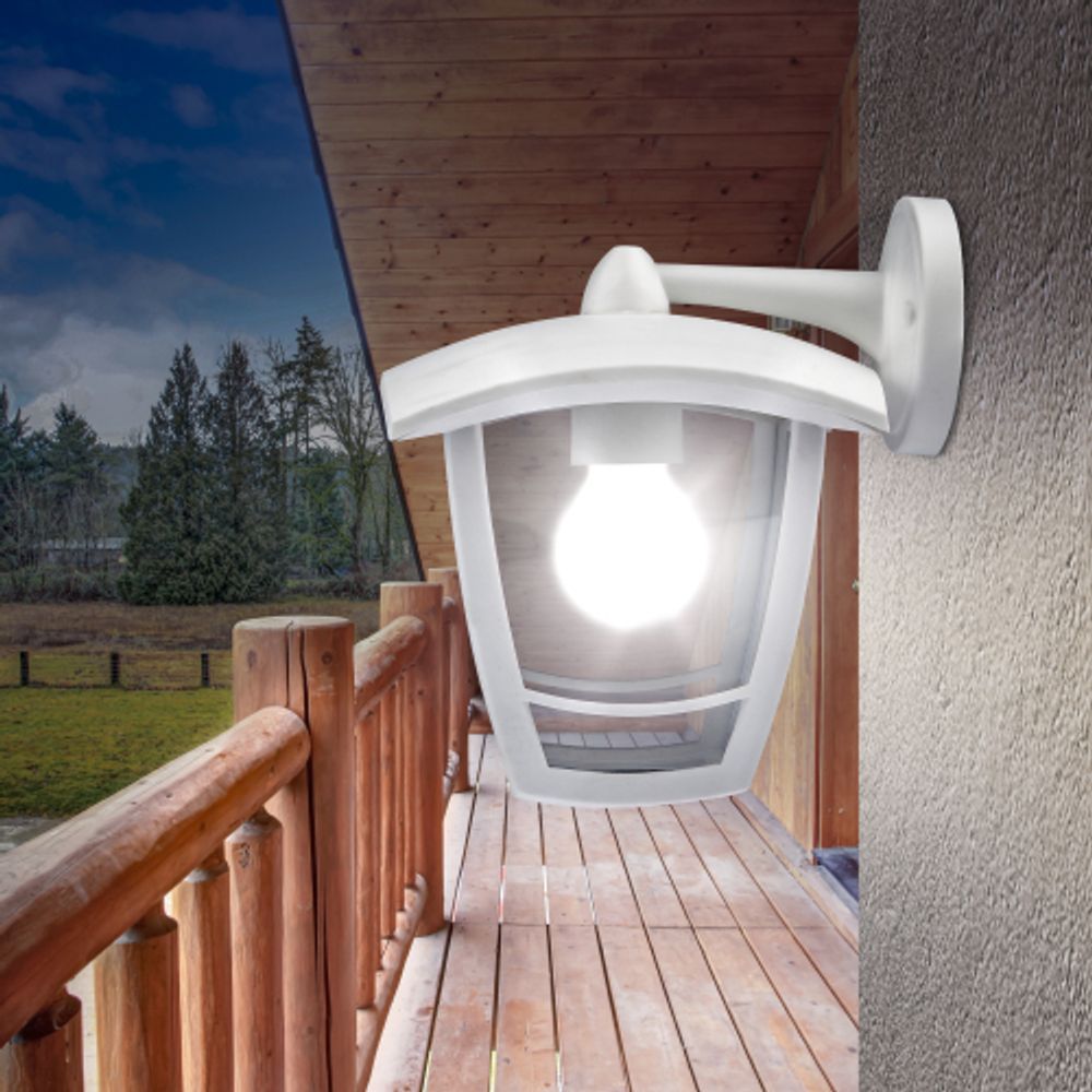 Садово-парковый светильник ЭРА «Дели 2» НБУ 07-40-002 белый 4-гранный настенный IP44 Е27 max60Вт