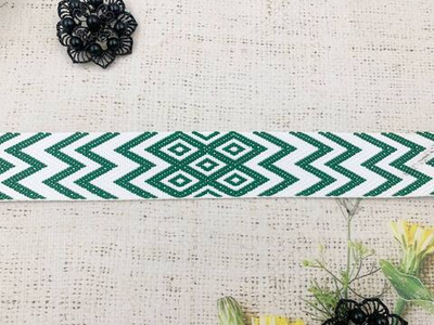 Лента стропа двухсторонняя, ш. 4 см, белый с зелёным