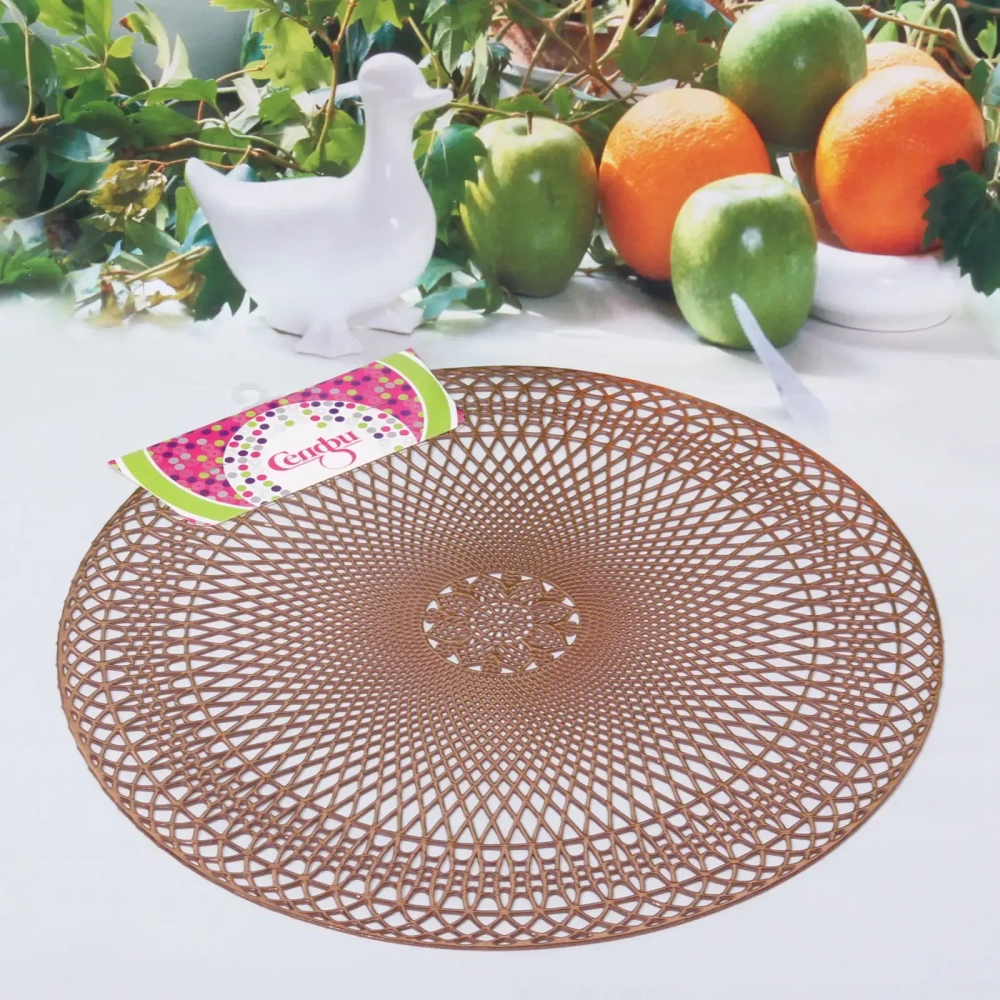 Салфетка плетеная 38см «Кружево» розовое золото