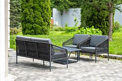 "Канны" лаунж-зона 4-местная плетеная из роупа (веревки), цвет темно-серый