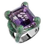 Кольцо с Аметистом и Цаворитами, R0050-0/1