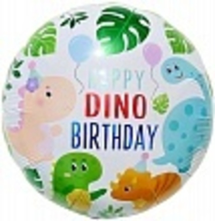 Шар (18""/46 см) Круг, Динозаврики, С Днем Рождения!, 1 шт. Ж010