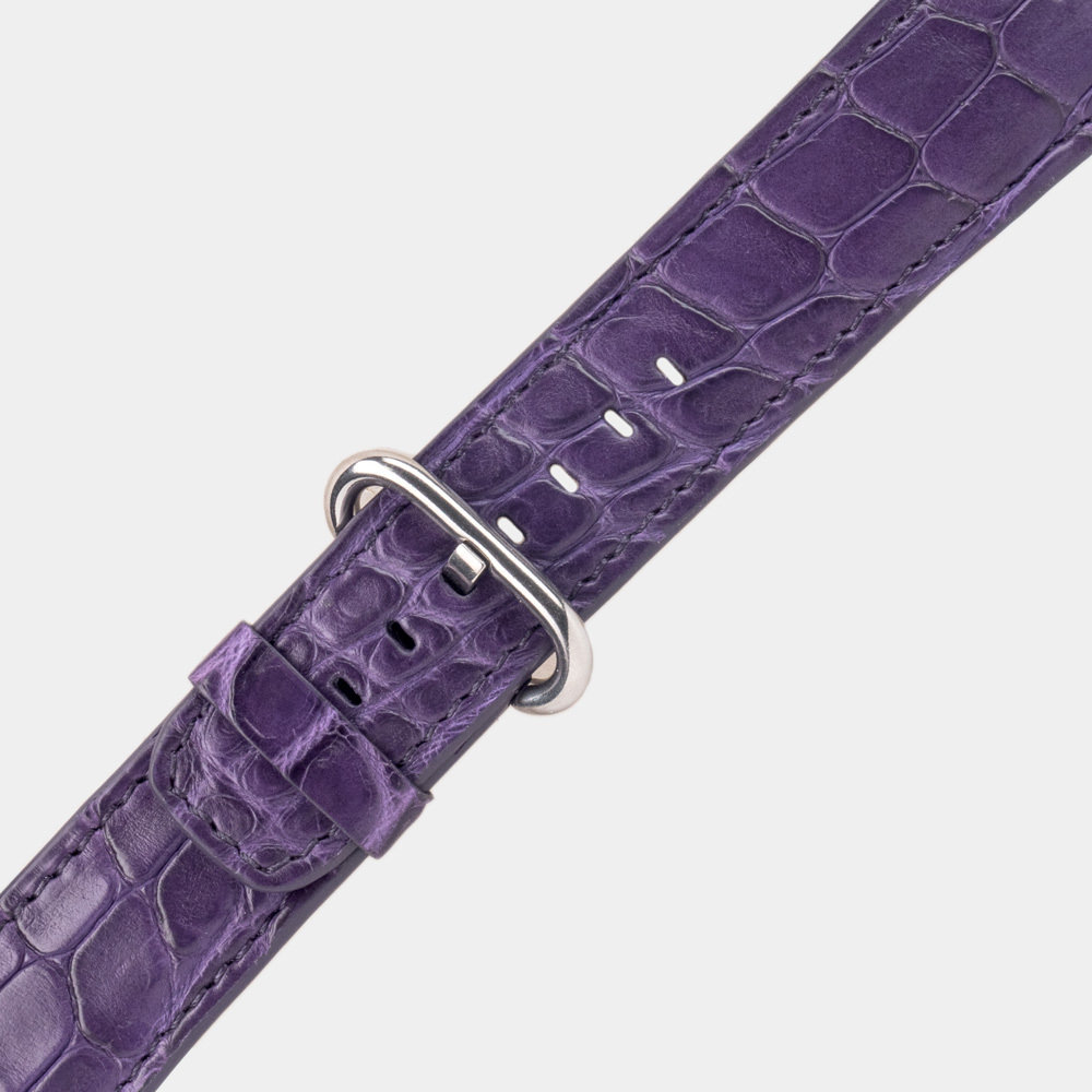 Ремешок для Apple Watch  44/45/46 mm из кожи крокодила, фиолетового цвета