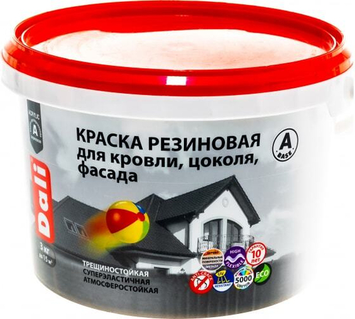 Краска резиновая 3кг белая "DALI" База А РОГДЕНА