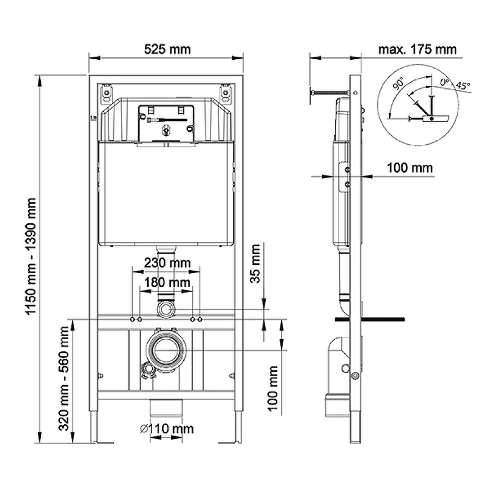Комплект унитаза WeltWasser Merzbach 043 GL-WT 10000009939 с инсталляцией Berges Novum L5 040215 с сиденьем Микролифт и Черной матовой клавишей смыва