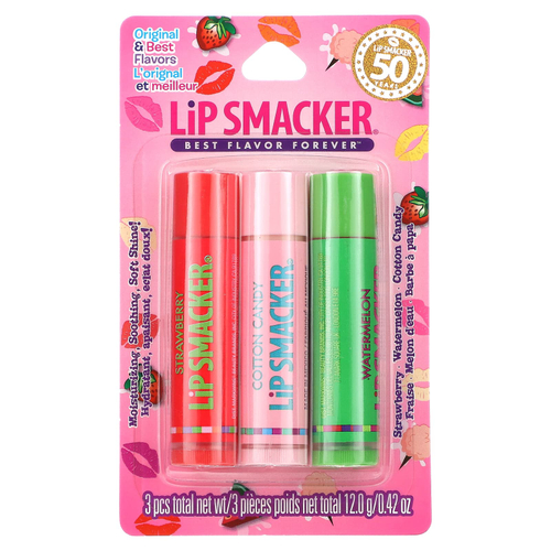 Lip Smacker, бальзам для губ, оригинальный и лучший, 3 шт. по 4 г (0,14 унции)
