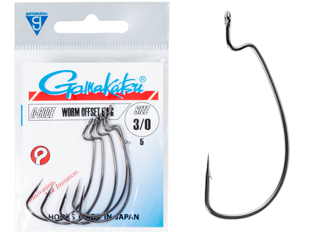 Крючки офсетные Gamakatsu Worm OFFSET EWG HOOKS BLACK разм. 3/0 5шт.