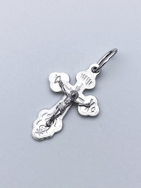 Крест из серебра/Родий/С подвижным ухом/С алмазной огранкой