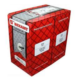 Rexant (01-0023) Кабель витая пара U/UTP, CAT 5e, PVC, 2PR, 24AWG, INDOOR, SOLID, серый, 305м