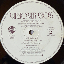 Виниловая пластинка Christopher Cross ‎– Another Page LP