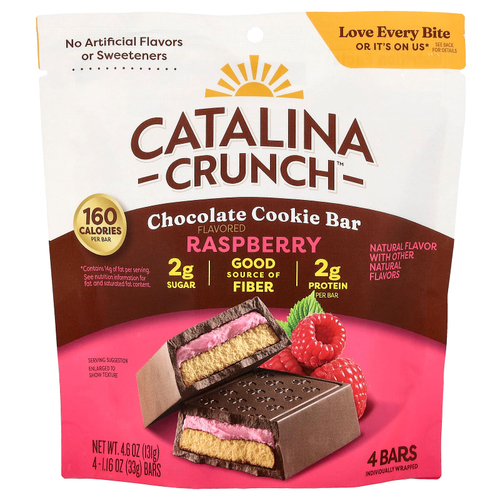 Catalina Crunch, Шоколадное печенье, малиновое, 4 батончика, 33 г (1,16 унции)