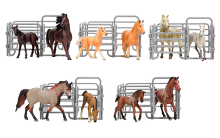 Фигурки животных серии "Мир лошадей": Лошадь и жеребенок (набор из 2 фигурок и ограждение-загон)
