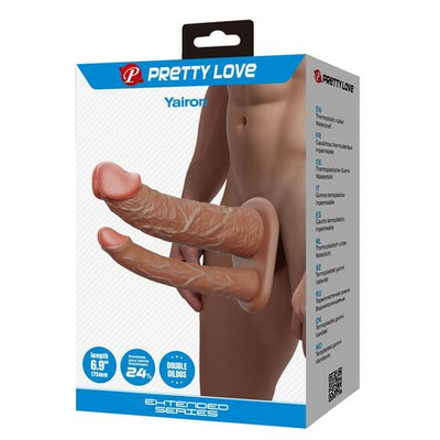 Реалистичная полая насадка на член для двойного проникновения Yairon - 17,5 см. (Цвет: телесный)
