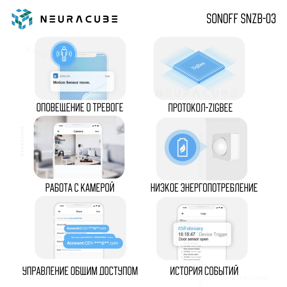ZigBee Датчик движения Sonoff SNZB-03 (Работает с Яндекс Алисой)