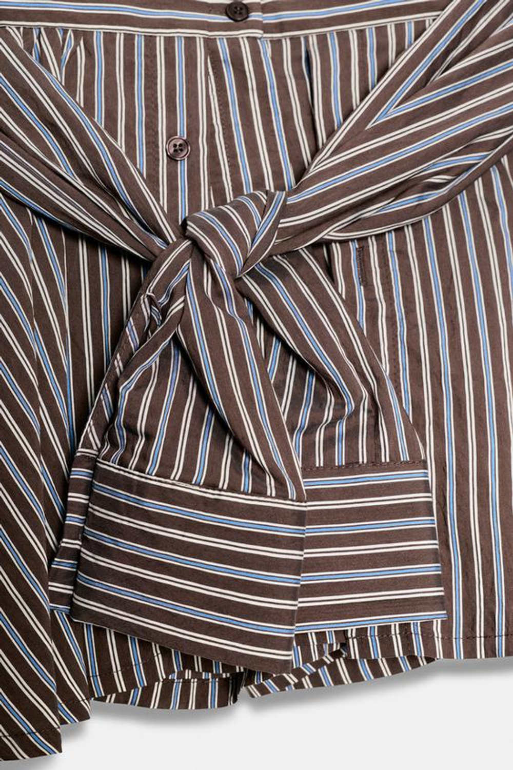 ZARA ШОРТЫ В ПОЛОСКУ С ЗАВЯЗКАМИ, КОРИЧНЕВЫЙ