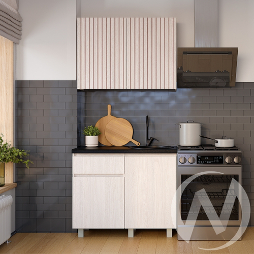 Кухня Тренд 1.0 (ясень белый/черный янтарь)