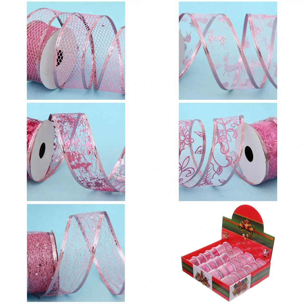 Лента для декорирования «Изящная» 4 см, 2,7 м, Розовый (микс дизайнов)