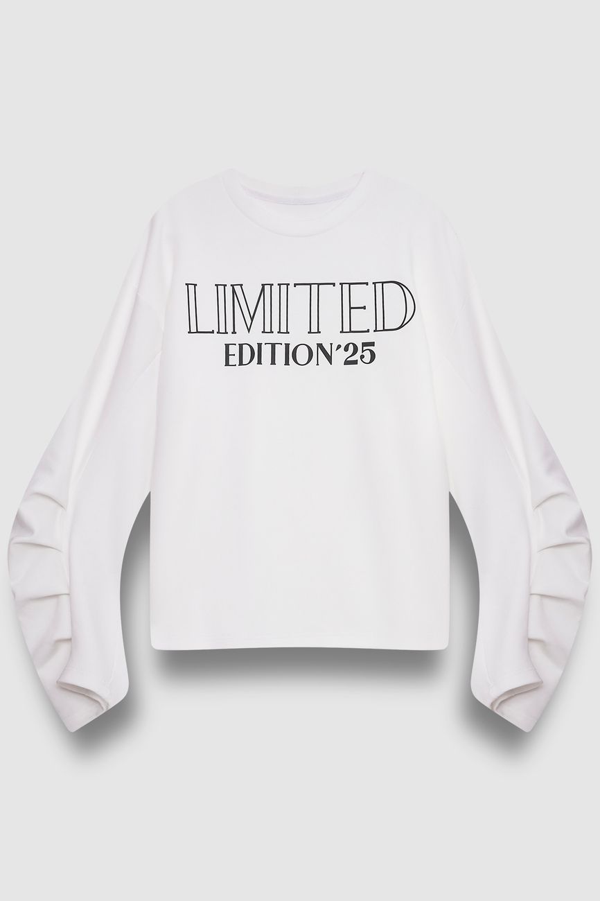 Свитшот из трикотажа с надписью "Limited edition", молочный