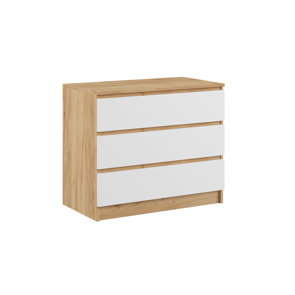 МС Мадера Комод К3М 800*775*420 (корпус лдсп дуб крафт золотой, фасады лдсп белый)