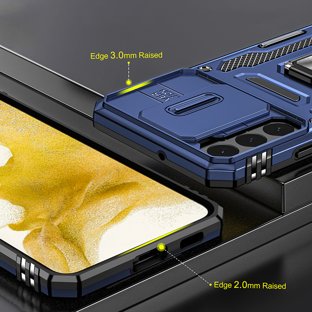 Чехол Safe Case с кольцом и защитой камеры для Samsung Galaxy S22