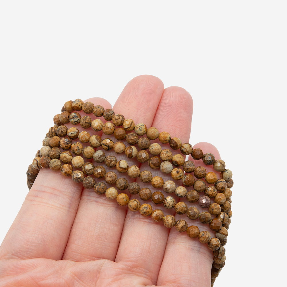 Известняк окварцованный (пейзажная яшма) натуральный, 4,1мм, шар, микроогранка