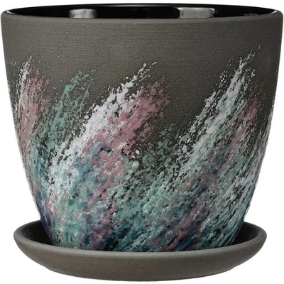 Горшок керамический Живопись черный крокус №3