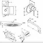 Комплект для душа и ванной скрытого монтажа KLUDI BOZZ с изливом 7 в 1