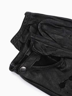 Перчатки без пальцев короткие кожаные