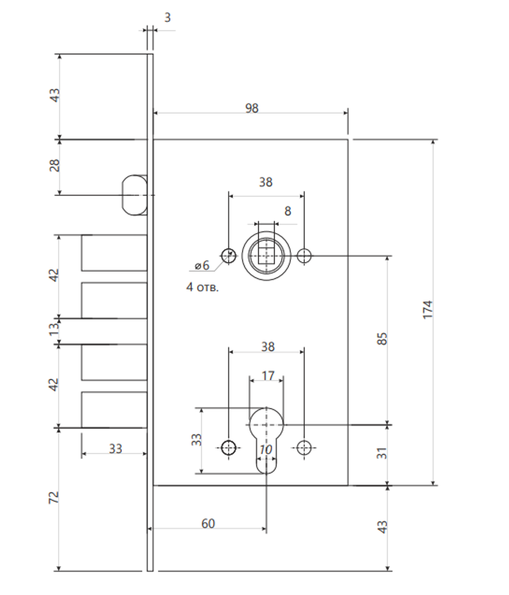 Замок тяжелый Apecs T-05-CR