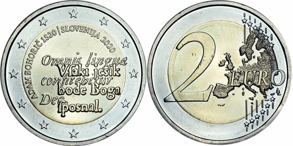 Словения 2 евро, 2020 500 лет со дня рождения Адама Бохорича UNC