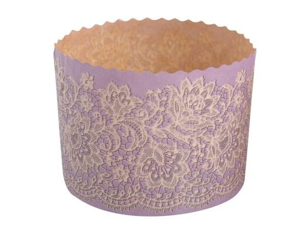 Форма для кулича d110, h85мм СИРЕНЕВОЕ КРУЖЕВО (300 гр.) 5 шт.