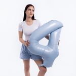 Шар (40''/102 см) Цифра, 4 Slim, Небесный, 1 шт. в уп.