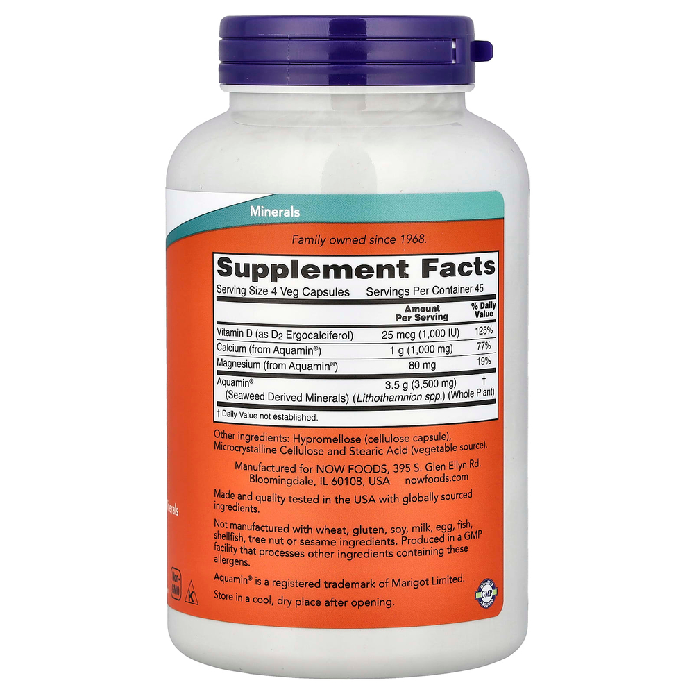 NOW Foods, комплекс минералов из красных водорослей, 180 вегетарианских капсул