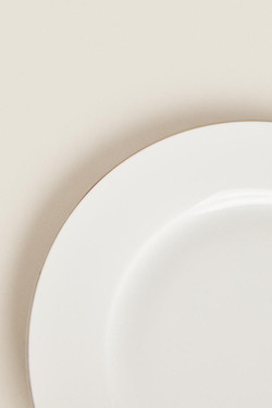 ZARA HOME ДЕСЕРТНАЯ ТАРЕЛКА ИЗ КОСТЯНОГО ФАРФОРА, СЕРЕБРО