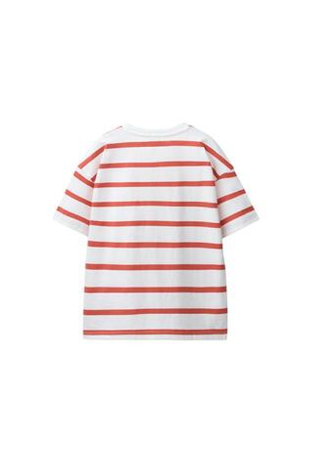 ZARA ФУТБОЛКА HEAVY WEIGHT В ПОЛОСКУ С НАДПИСЬЮ, КРАСНАЯ ПОЛОСКА