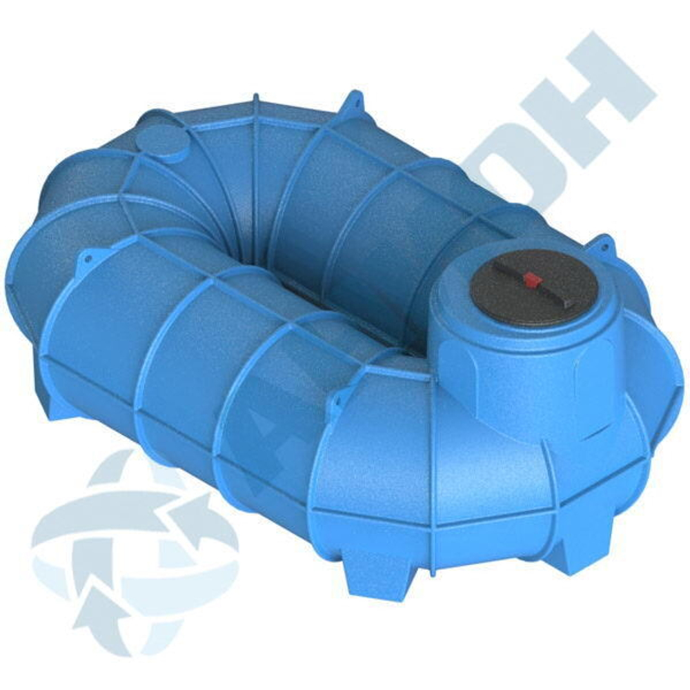 Резервуар О-образный 2000 л для наземного хранения жидкостей, с дыхательным клапаном Анион 2000 л. горизонтальный (2675x1760x1140см;синий) - арт.559481
