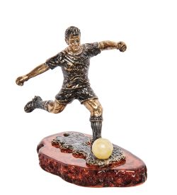 Народные промыслы AM- 408 Фигурка «Футболист» (латунь, янтарь)