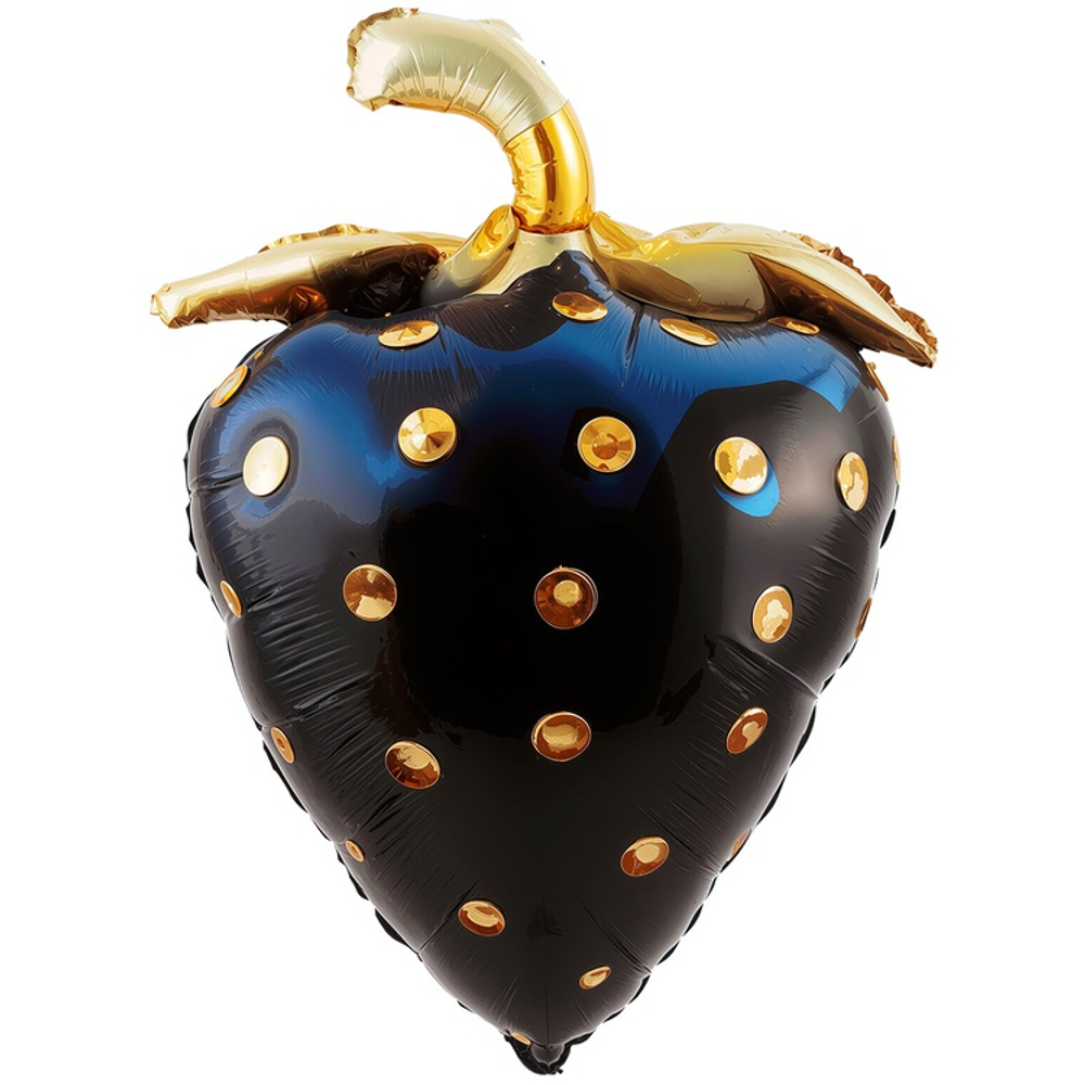 Купить фольгированный шар с гелием в виде черной клубники с золотом