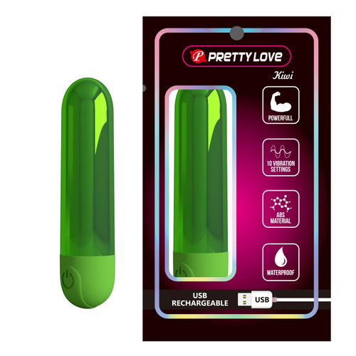 Вибропуля Baile Pretty Love Kiwi, 8 см, 10 режимов, перезаряжаемая