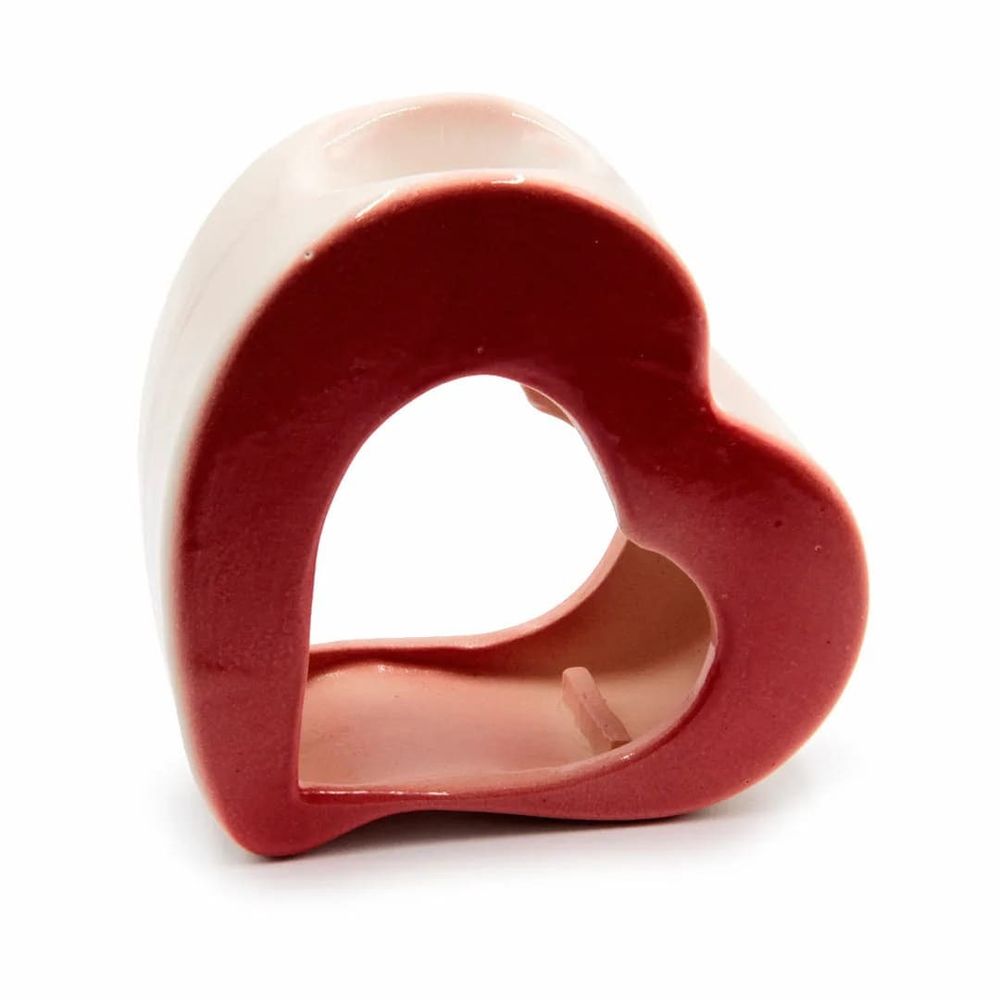 Аромалампа Сердечко цвет красный керамика 10,5 см