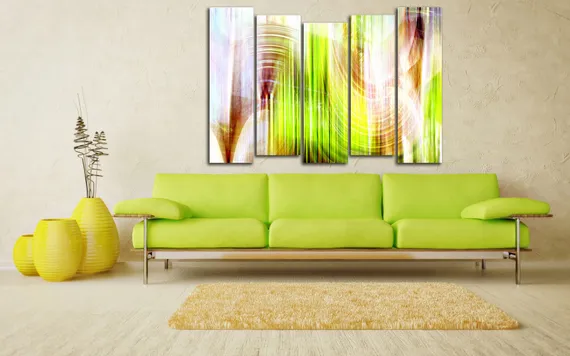 Модульная картина "Зеленая абстракция"