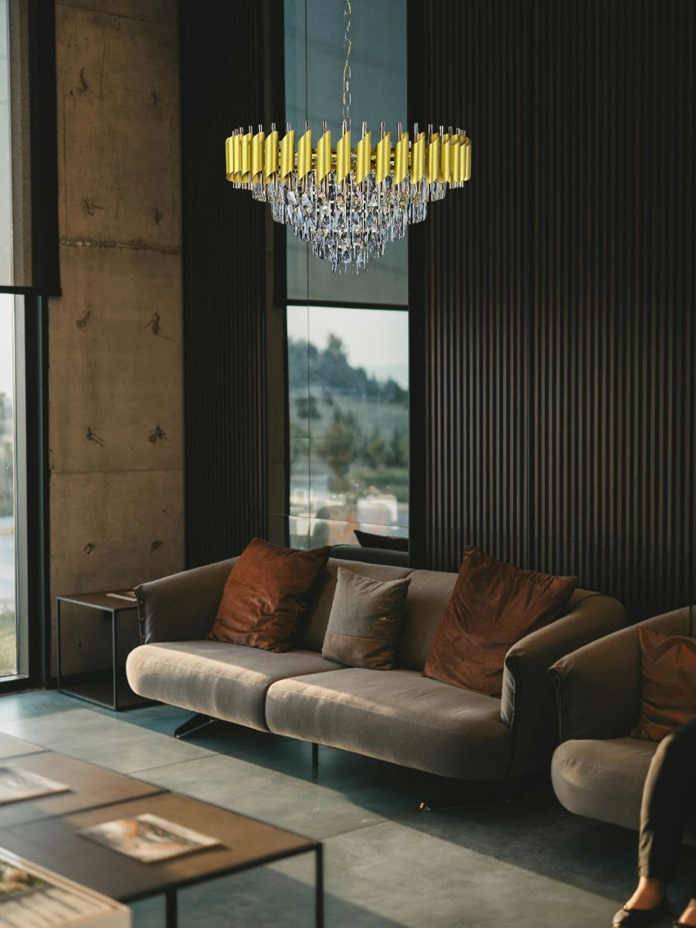 Люстра подвесная Lanbos, 12 ламп Е14, 480 Вт, до 25 кв м, золото+золото