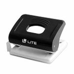 Дырокол LITE 20 л. 2 отвер. пластик черный линейка форматов