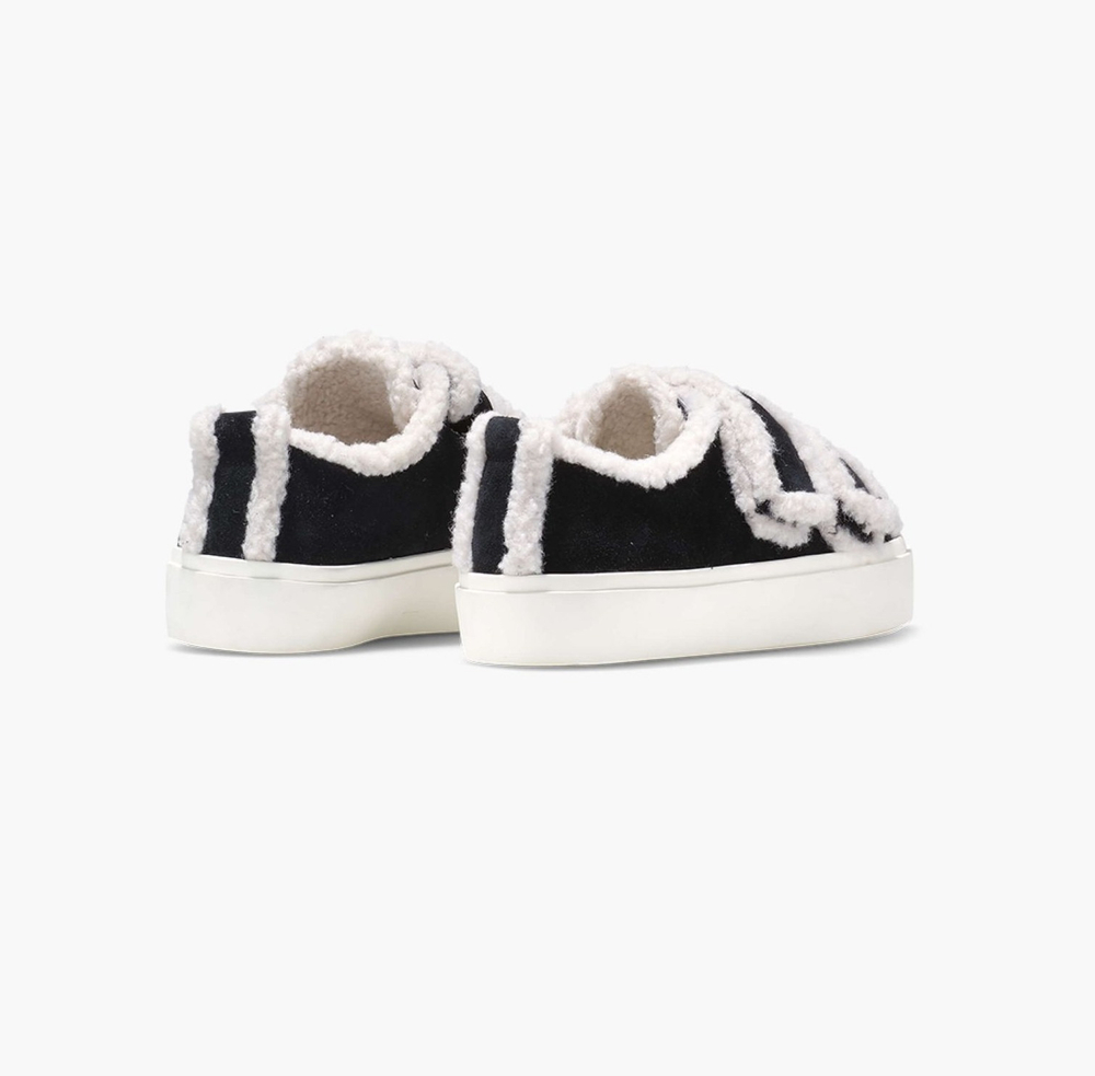 Замшевые кеды INUIKII 35202-050 Shearling low velcro black на меху