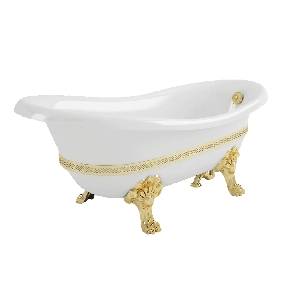 Ванна Migliore Bella на лапах с декором LEONE STANDART белая/золото 170х80см 26982