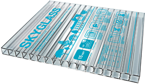 Поликарбонат сотовый Скайгласс // прозрачный // 10 мм // 1,2 плотность // 6 метров