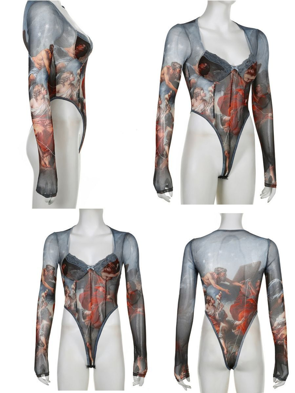 Боди y2k с длинным рукавом с бантиками