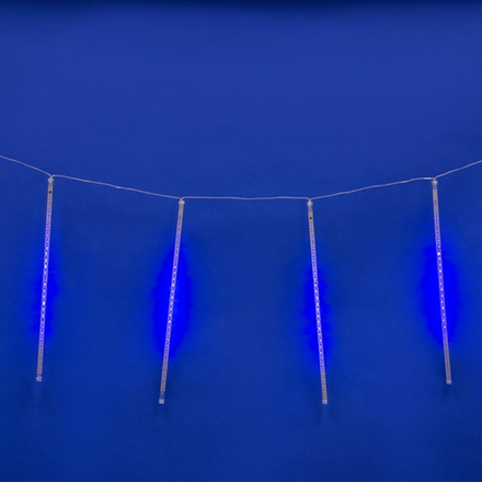 ULD-E2403-144-DTK BLUE IP44 METEOR Занавес светодиодный фигурный Падающие звезды. соединяемый. 2х0.3м. 8 подвесов. Синий свет. Провод прозрачный. TM Uniel.
